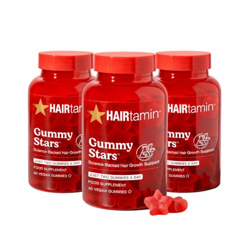 Image 1 of 180 Count (Pack of 3) for the product HAIRtamin Vegan Gummy Stars Hair Vitamins 3-Pack