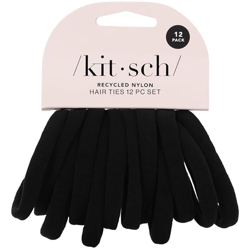 Image 1 of Default Title for the product Kitsch Elastic Hair Ties No Damage | Stretchable Hair Bands - Black, 12pcs
