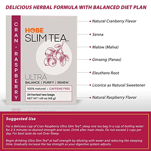Image 6 of Hobe Labs Cran-Raspberry Tea - Natural Herbal Infusion - Caffeine-Free (48 Tea Bags)