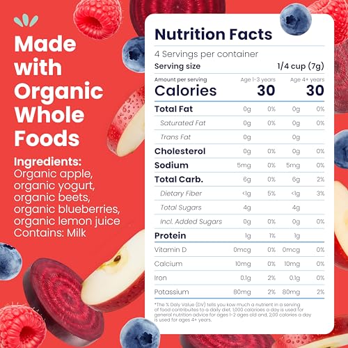 Image 2 of Amara Smoothie Melts - Beets n' Berries- Organic Baby Snacks w/ Fruits & Veggies - Plant Based Yogurt Melts - Healthy Toddler Snack - Activity Book Included - Enjoy From 10+ Mos - 6 Resealable Bags