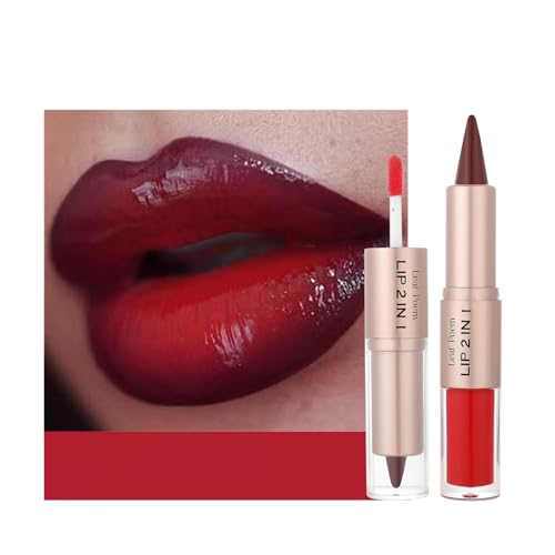Image 22 of #07 Deep Wine Red Ombre / 1 Count (Pack of 1) for the product BAISEN DIARY 2-in-1 Double-Ended Matte Lip Liner & Lip Gloss Duo