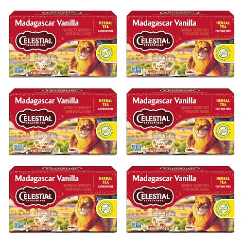 Image 1 of Default Title for the product Celestial Seasonings Rooibos Madagascar Vanilla Herbal Tea, Caffeine Free, 20 Tea Bags Box (Pack of 6)