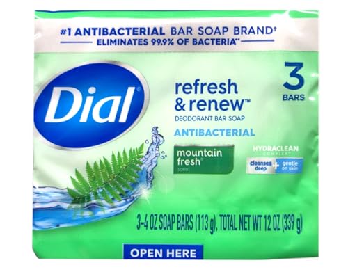 Image 5 of Dial Mountain Fresh Antibacterial Deodorant Bar Soap 3, 4 oz Soap Bars (Packs of 4)