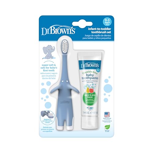 Image 8 of Blue & Red / 2 Count (Pack of 1) for the product Dr. Brown's Infant-to-Toddler Toothbrush and Toothpaste Set