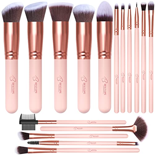 Image 2 of Matte Pink / 16 Piece Set for the product BESTOPE PRO Makeup Brush Set