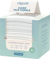 Thumbnail for Image 2 of 50 Count (Pack of 1) for the product Cliganic Face Towels XL Disposable Makeup Remover Soft Dry Wipes