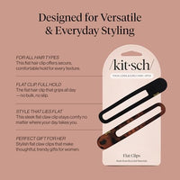 Thumbnail for Image 3 of Kitsch Flat Hair Clips for Women - Black & Tortoise, 2pcs