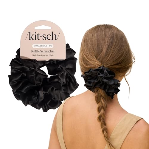 Image 28 of Black Ruffle for the product Kitsch Satin Scrunchies for Women
