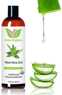 Thumbnail for Image 1 of 12 Fl Oz (Pack of 1) for the product Organic Aloe Vera Gel for Skin, Face, Body, After Sun Care - USDA Certified Organic, 12 fl. oz.