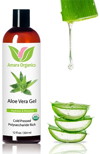 Image 1 of 12 Fl Oz (Pack of 1) for the product Organic Aloe Vera Gel for Skin, Face, Body, After Sun Care - USDA Certified Organic, 12 fl. oz.
