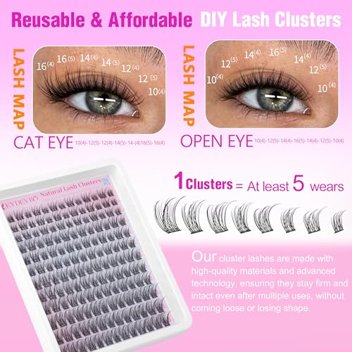 Image 6 of EYDEVRO Natural Lash Clusters Wispy Eyelash Clusters 10-16mm