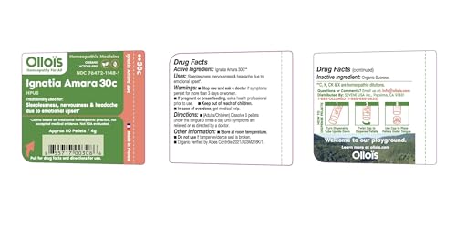Image 2 of OLLOIS Ignatia Amara 30c, Organic, Lactose-Free Homeopathic Medicine, 80 Pellets (Pack of 1)