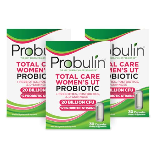 Image 1 of Default Title for the product Probulin Total Care Women's Urinary Tract Prebiotics + Probiotics + Postbiotics 20 Billion CFU 12 Strains 30 Vegan Caps Pack of 3