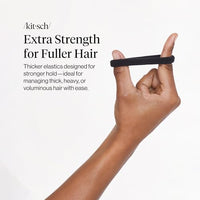 Thumbnail for Image 2 of Kitsch Elastic Hair Ties No Damage | Stretchable Hair Bands - Black, 6pcs