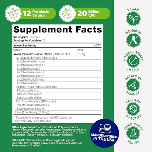 Image 6 of Probulin Womens Probiotic - Vaginal, UT, Gut & Immune Health with Lactobacillus Reuteri - 20 Billion CFU, 12 Probiotic Strains & Prebiotics - 30 Vegan, Gluten Free Capsules for Whole-Body Wellness