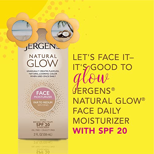 Image 3 of Jergens Natural Glow Face Self Tanner Lotion SPF 20, Fair To Medium, 2 oz