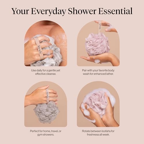 Image 7 of Kitsch Shower Loofah – Soft Mesh Body Scrubber & Bath Sponge - 3pc Set