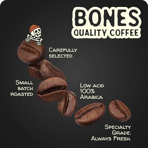 Image 4 of Bones Coffee Company Cinnamon Roll Flavored Coffee, Medium Roast Low Acid Arabica Beans Compatible with Auto drip and French Press Coffee Maker, 12 Oz Ground
