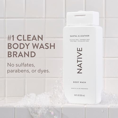 Image 2 of Native Clean Body Wash for Women & Men, Santal & Leather Scent, 18 fl oz