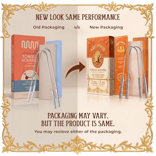 Image 2 of MasterMedi Tongue Scraper for Adults with Multicolor Travel Cases (2 Pack)