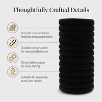 Thumbnail for Image 4 of Kitsch Elastic Hair Ties No Damage | Stretchable Hair Bands - Black, 12pcs