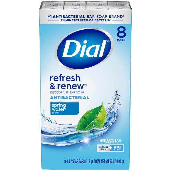 Image 2 of Dial Antibacterial Bar Soap, Spring Water, 4 oz, 8 Bars