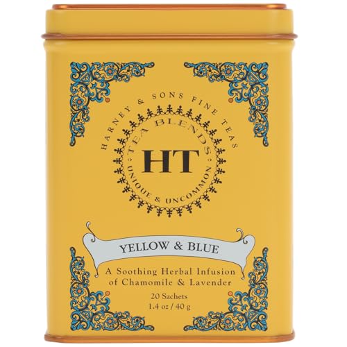 Image 1 of Default Title for the product Harney & Sons Master Yellow & Blue Tea Tin - Herbal Blend of Chamomile, Lavender, and Cornflowers - 0.9 Ounces, 20 Sachets 1 Pack