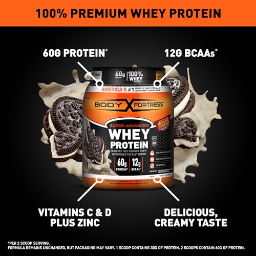 Image 2 of Body Fortress Super Advanced Whey Protein Powder, Cookies N Crème, 1.78 lbs