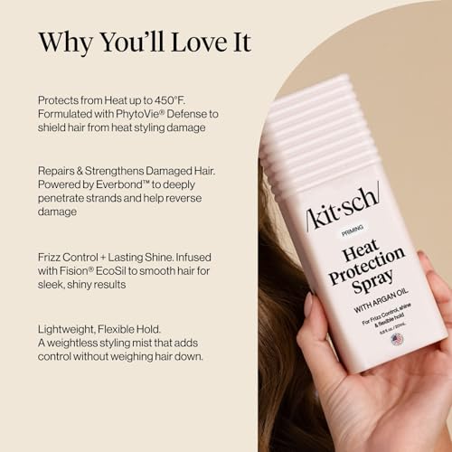 Image 4 of Kitsch Heat Protection Spray for Hair - With Argan Oil 6.8oz