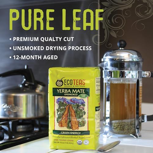 Image 4 of ECOTEAS Organic Unsmoked Yerba Mate Pure Loose Leaf Tea & Holy Mate! Tea Bags