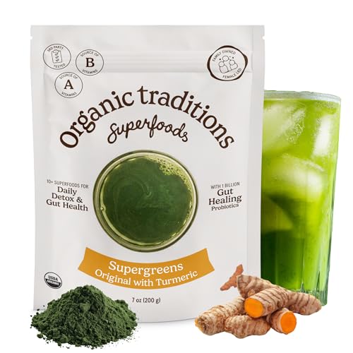 Image 1 of Default Title for the product Organic Traditions Super Greens Turmeric Powder Blend, Plant Based, 7oz