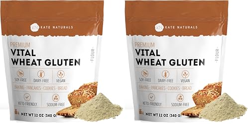 Image 2 of 12 Ounce (Pack of 2) for the product Kate Naturals Vital Wheat Gluten for Bread Making, Baking & Seitan, 12oz