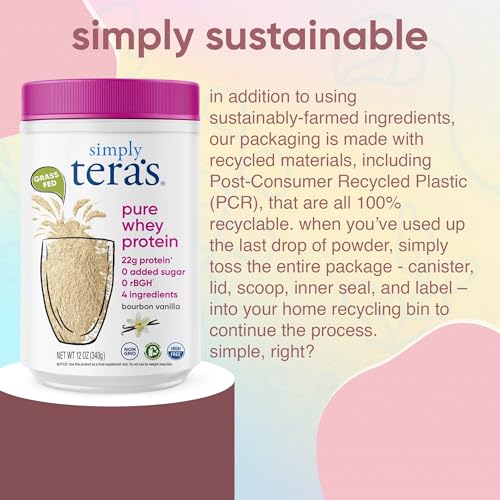 Image 6 of simply tera's Pure Whey Protein Powder - Grass Fed Vanilla Whey Protein Powder, Clean, Made Without Artificial Sweeteners, Non-GMO, Kosher, rBGH-Free, Soy-Free - 12 Oz.