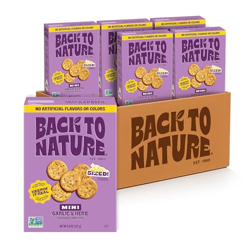Image 1 of Default Title for the product Back to Nature Garlic & Herb Seasoned Mini Crackers, Plant Based Snack, 6pk
