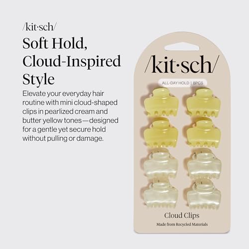 Image 2 of Kitsch Small Hair Clips - Pearlized Cream & Butter Yellow, 8pc