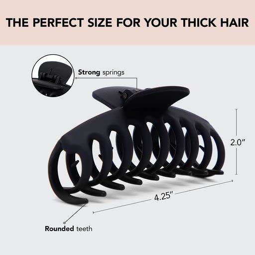 Image 2 of Kitsch Large Hair Clips For Women - Black & Tortoise, 2pcs