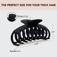 Thumbnail for Image 2 of Kitsch Large Hair Clips For Women - Black & Tortoise, 2pcs