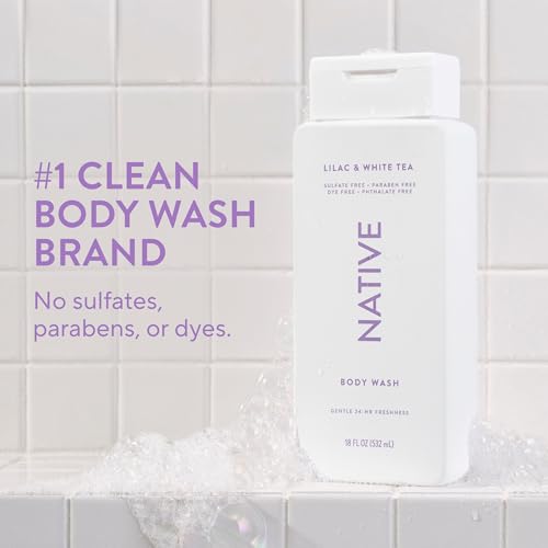 Image 2 of Native Clean Body Wash for Women & Men, Lilac & White Tea Scent, 18 fl oz