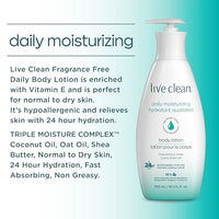 Thumbnail for Image 5 of Live Clean Daily Moisturizing Body Lotion, Fragrance Free, 18 Fl Oz
