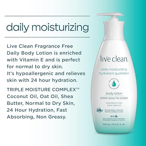 Image 5 of Live Clean Daily Moisturizing Body Lotion, Fragrance Free, 18 Fl Oz (Pack of 2)