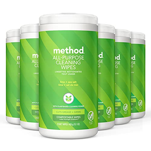 Image 1 of Default Title for the product Method All-Purpose Cleaning Wipes, Lime + Sea Salt, 70 Count, 6 Pack