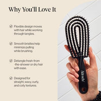 Thumbnail for Image 5 of Kitsch Flexi Flow Detangler Brush, Hair Brushes For Women - Black