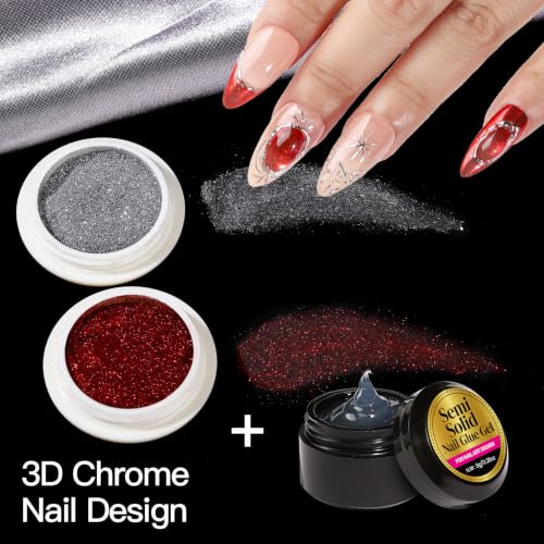 Image 4 of Teenitor Acrylic Nail Kit with Nail Charms Nail Tips Chrome Nail Powder