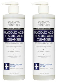 Thumbnail for Image 1 of Default Title for the product Advanced Clinicals Glycolic Acid Exfoliating Face Wash For Women & Men 2-Pack