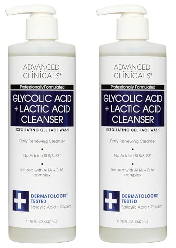 Image 1 of Default Title for the product Advanced Clinicals Glycolic Acid Exfoliating Face Wash For Women & Men 2-Pack