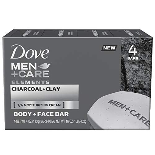 Image 2 of Dove Men+Care Elements Body and Face Bar Charcoal + Clay 4 oz, 4 Bar