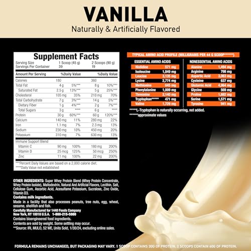 Image 3 of Body Fortress Super Advanced Whey Protein Powder, Vanilla, 3.9 lbs