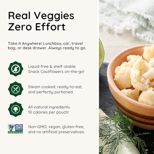 Image 3 of Poshi Marinated Cauliflower Snack Packs, Salt & Black Pepper, 10 x 1.58 oz
