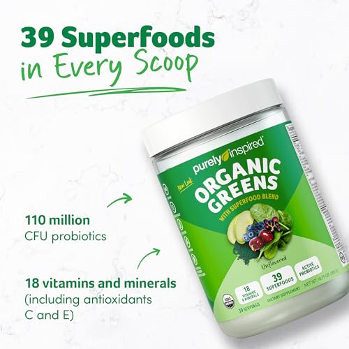 Image 2 of Purely Inspired Organic Greens Powder Superfood Smoothie Mix, Unflavored