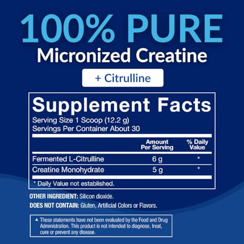 Image 3 of BodyTech Creatine Monohydrate + Citrulline Powder, Unflavored, 30 Servings